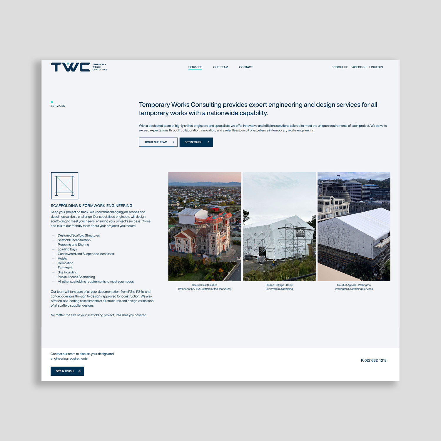 TWC website service page design example for lead generation