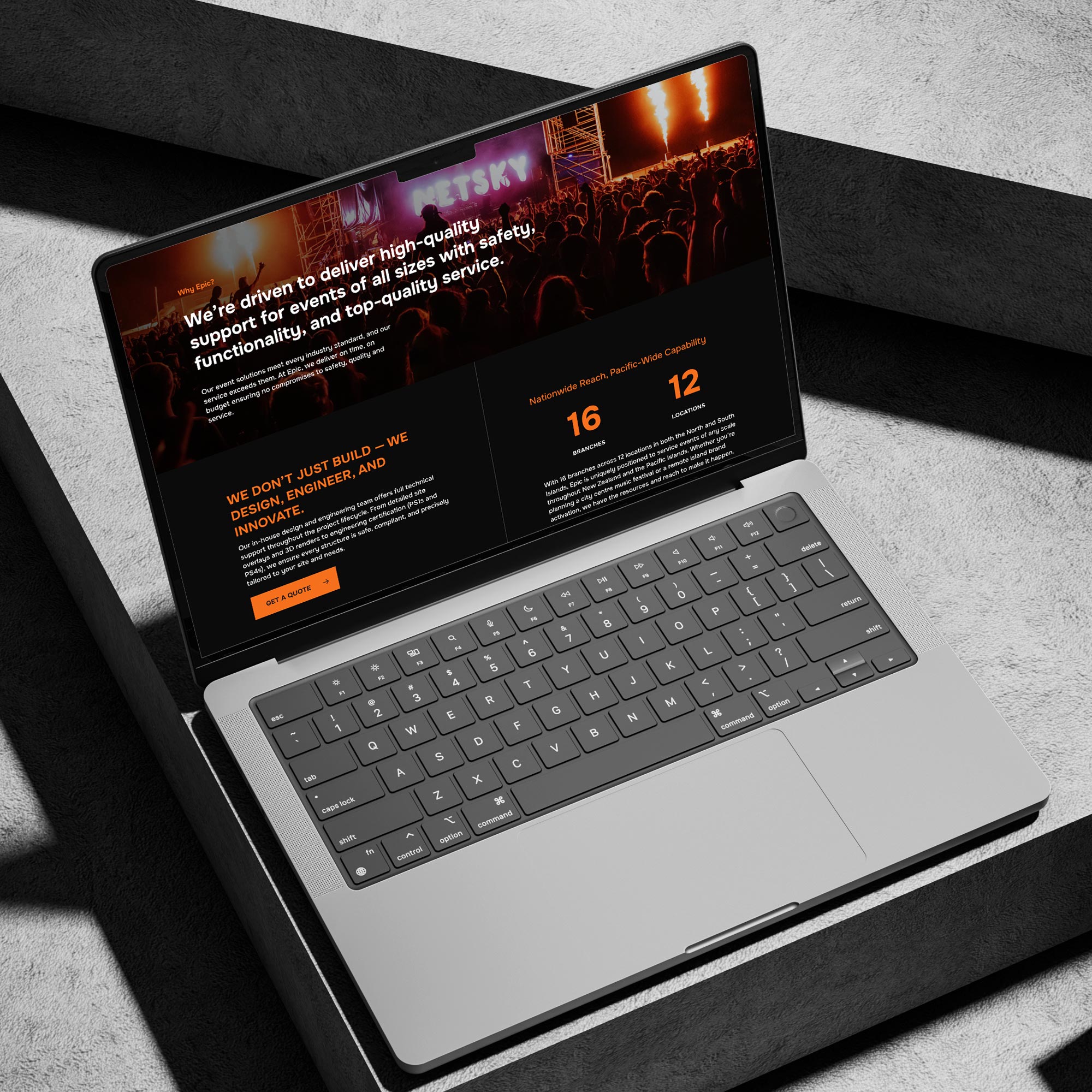 WordPress website design for Epic Events by Sky Media.