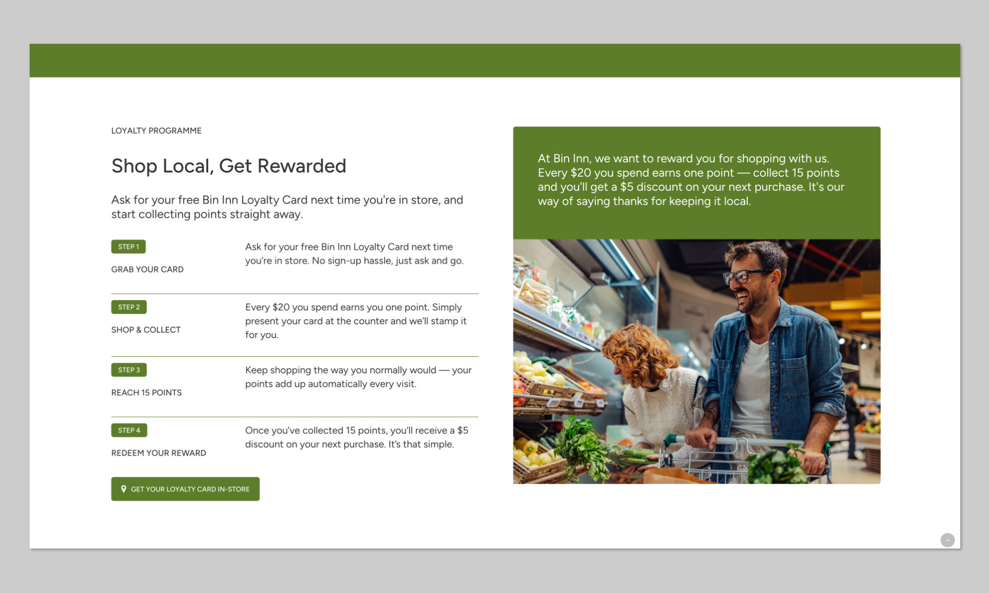 Bin Inn Timaru Loyalty Programme Section